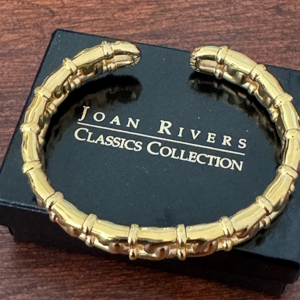 Retired Vintage Joan Rivers Gold Bamboo-Style Bracelet Cuff